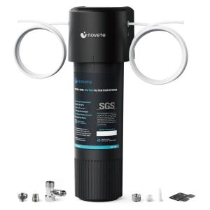 imageNOVETE Inline Water Filter Water Filtration System for Ice Maker with 14 Connection NSFANSI 42372 Certified Reduces Lead Chlorine PFOAPFOS 8000 Gal Black USA Tech Do Not Reduce TDS