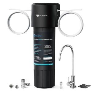 imageNOVETE Under Sink Water Filter Water Filtration System with Stainless Faucet NSFANSI 42372 Reduce Chlorine PFAS Bad Taste Update 3 Years 30000 Gallons USA Tech UWF1AKPC Do Not Reduce TDSBlack